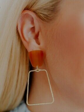 Amber Brown Hypoallergenic Gold Drop Earrings